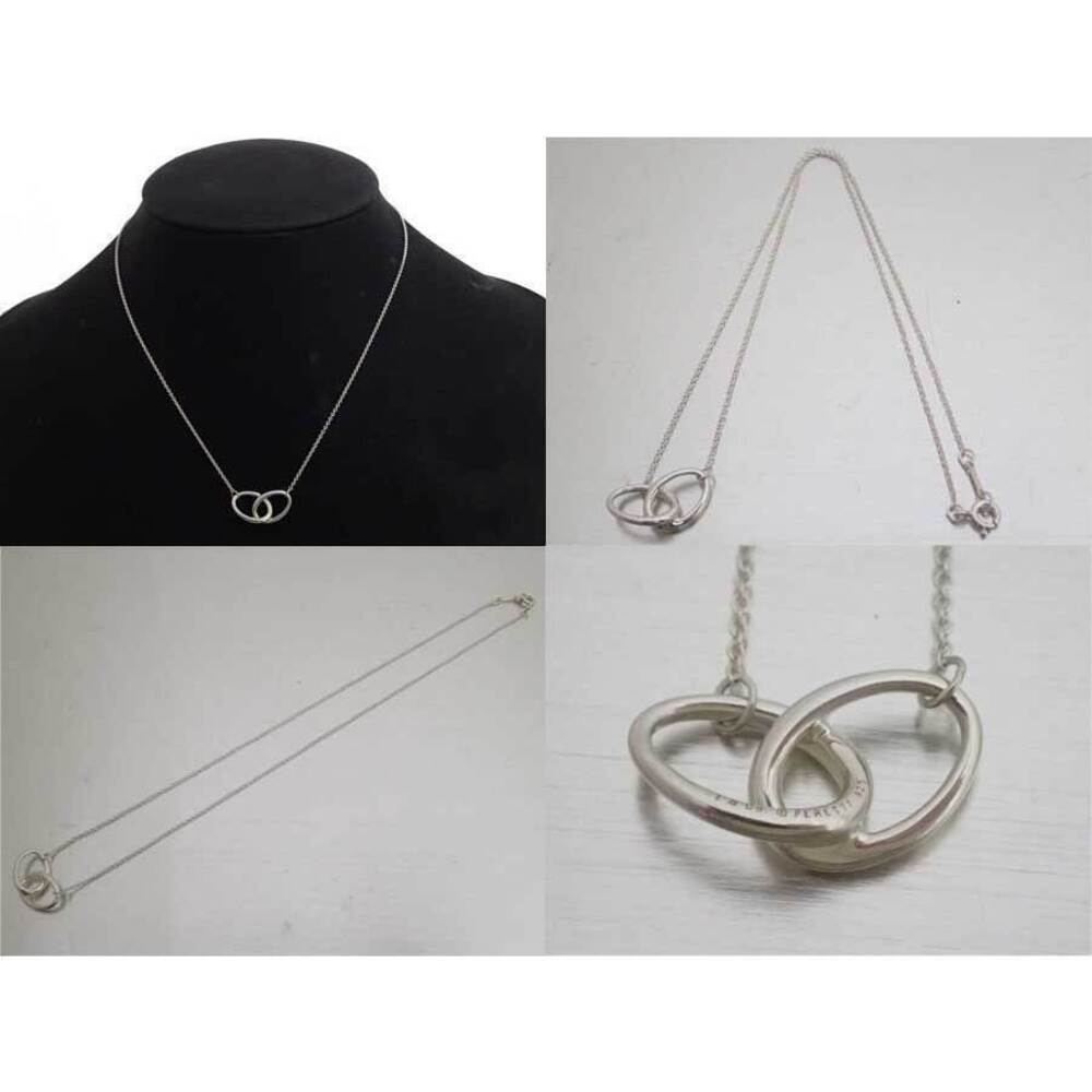Tiffany Co Double Loop Sterling Silver Pendant Chain Necklace